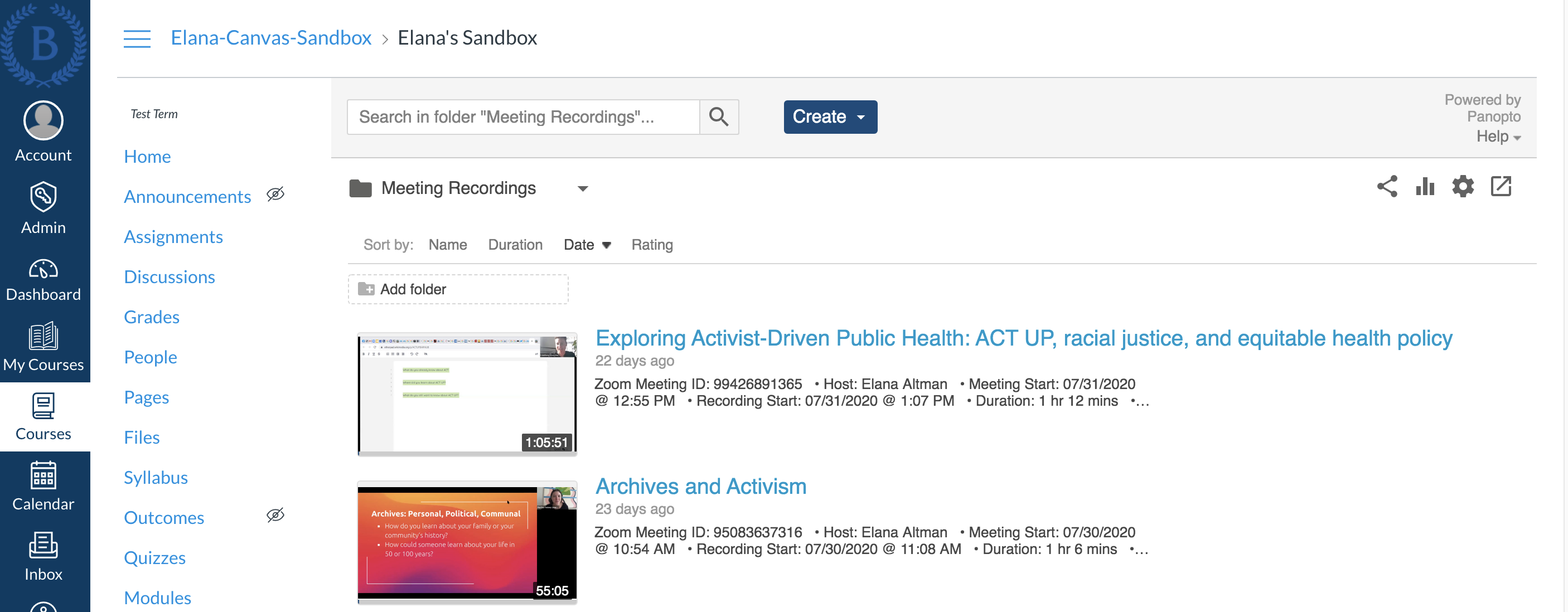 Two videos shown within the Courseworks interface